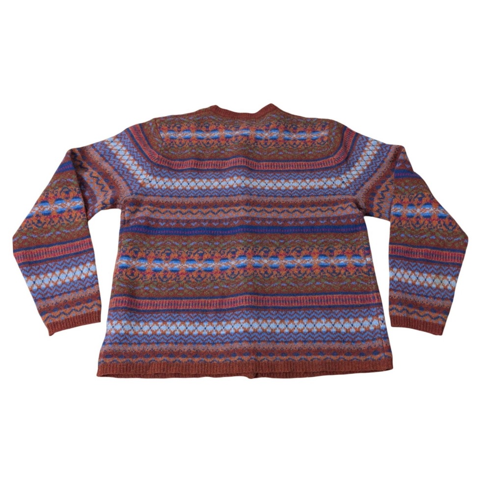 Eddie Bauer Womens Lambswool Fair Isle Cardigan Sweater Multicolor Vintage M